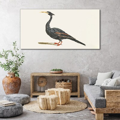 Foto op canvas Zwarte vogel op een witte achtergrond