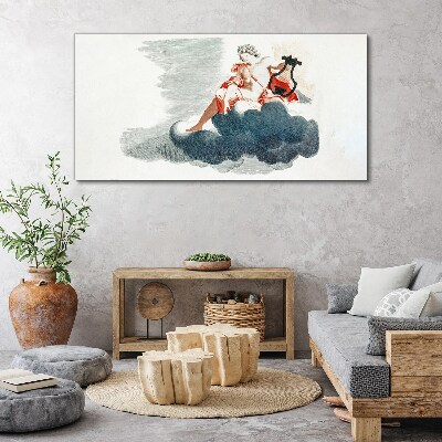 Foto op canvas Muzikale muze in de wolken