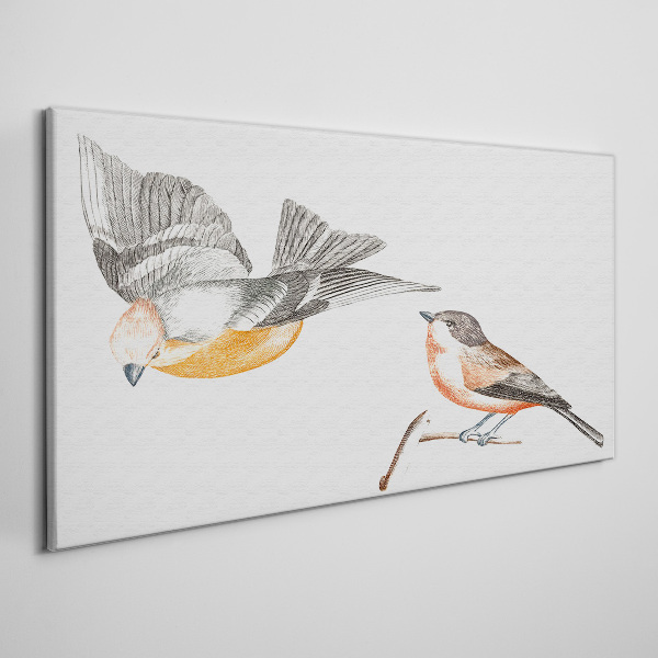 Canvas schilderij Vogels in vlucht en op een tak