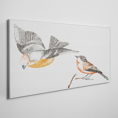 Canvas schilderij Vogels in vlucht en op een tak