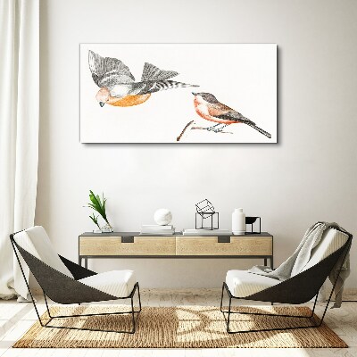 Canvas schilderij Vogels in vlucht en op een tak