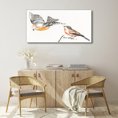 Canvas schilderij Vogels in vlucht en op een tak