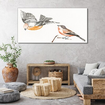 Canvas schilderij Vogels in vlucht en op een tak