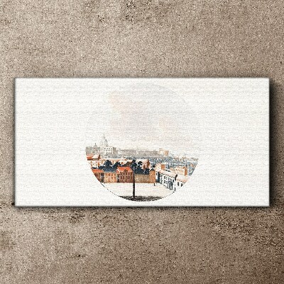 Foto op canvas Stadsgezicht met een cirkelvormig frame