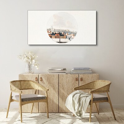 Foto op canvas Stadsgezicht met een cirkelvormig frame