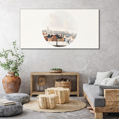 Foto op canvas Stadsgezicht met een cirkelvormig frame