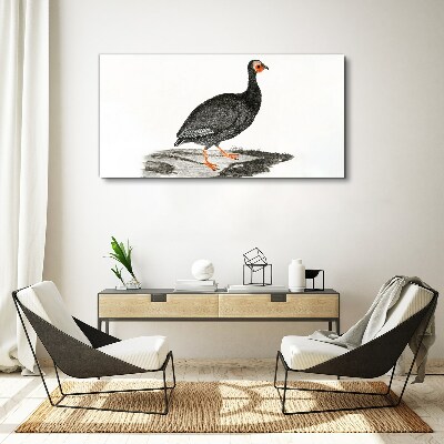 Foto op canvas Zwarte vogel op een witte achtergrond