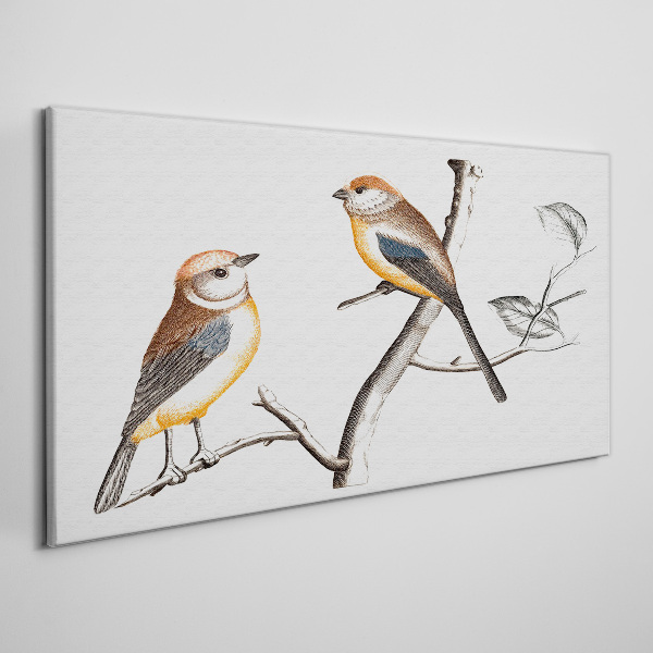 Schilderij op doek Vogels op een tak