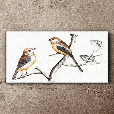Schilderij op doek Vogels op een tak