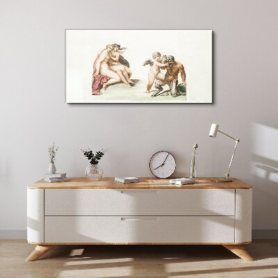 Schilderij op doek Een mythologische ontmoeting in de gloed van liefde