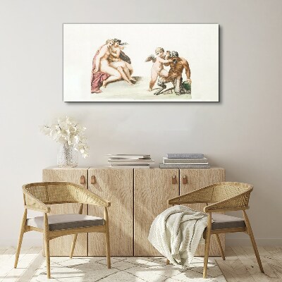 Schilderij op doek Een mythologische ontmoeting in de gloed van liefde