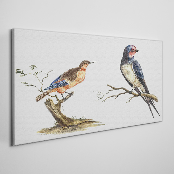 Canvas schilderij Vogels op een tak