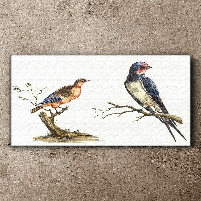 Canvas schilderij Vogels op een tak