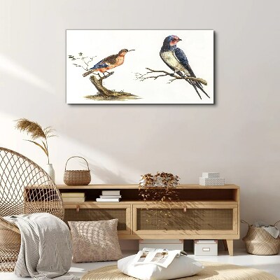 Canvas schilderij Vogels op een tak