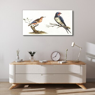 Canvas schilderij Vogels op een tak