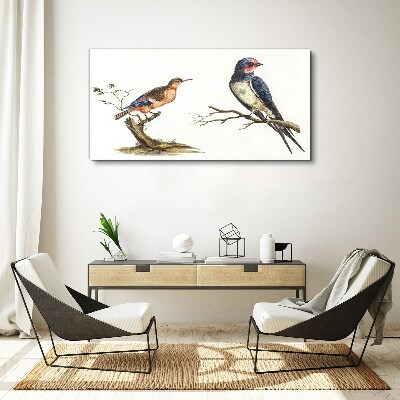 Canvas schilderij Vogels op een tak
