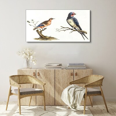 Canvas schilderij Vogels op een tak