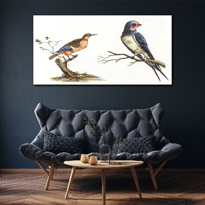 Canvas schilderij Vogels op een tak