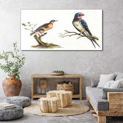 Canvas schilderij Vogels op een tak
