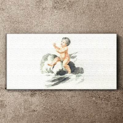 Schilderij op doek Kinderlijke vreugde op een wolk