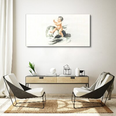 Schilderij op doek Kinderlijke vreugde op een wolk