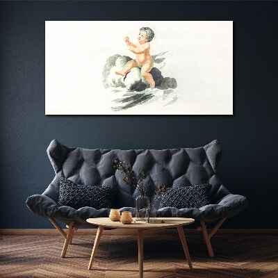 Schilderij op doek Kinderlijke vreugde op een wolk