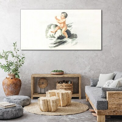 Schilderij op doek Kinderlijke vreugde op een wolk