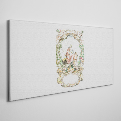 Canvas schilderij Een romantisch tafereel in een decoratieve lijst