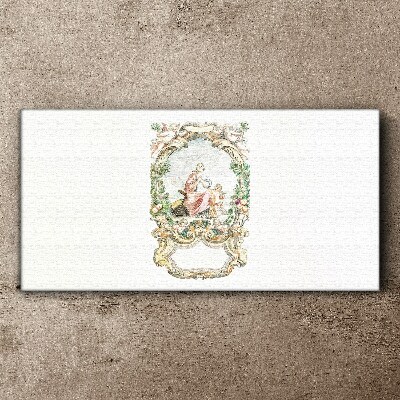 Canvas schilderij Een romantisch tafereel in een decoratieve lijst