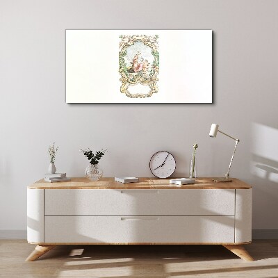 Canvas schilderij Een romantisch tafereel in een decoratieve lijst