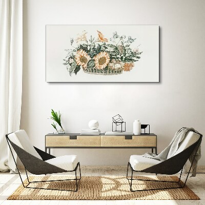 Foto op canvas Bloemenboeket in een mand
