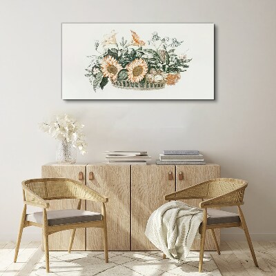 Foto op canvas Bloemenboeket in een mand