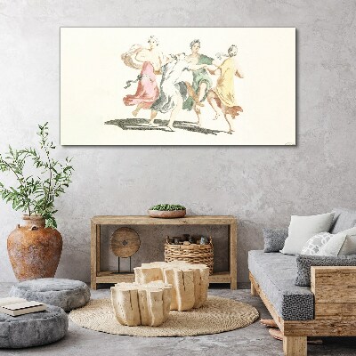 Foto op canvas Dansende figuren in pastelkleuren