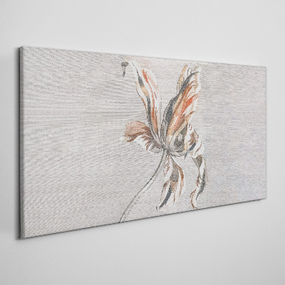 Canvas schilderij Een tere bloem op een grijze achtergrond