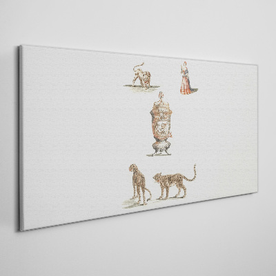 Canvas schilderij Exotische dieren en een vaas