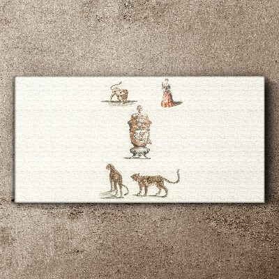 Canvas schilderij Exotische dieren en een vaas