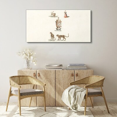 Canvas schilderij Exotische dieren en een vaas