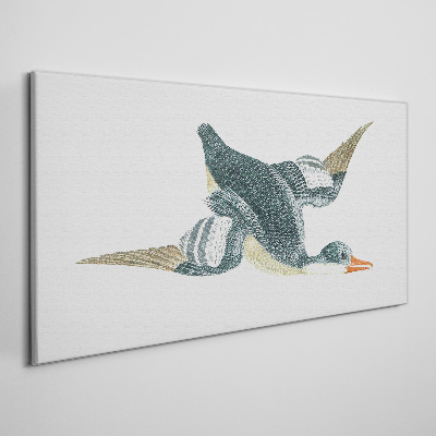 Foto op canvas Vliegende eend in pasteltinten