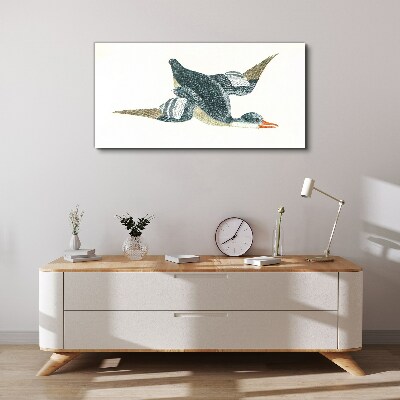 Foto op canvas Vliegende eend in pasteltinten