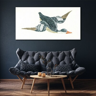 Foto op canvas Vliegende eend in pasteltinten