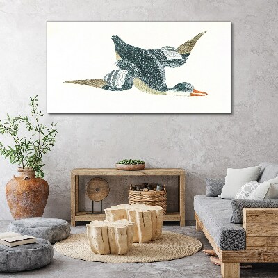 Foto op canvas Vliegende eend in pasteltinten