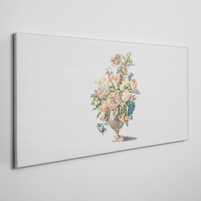 Schilderij op doek Een vaas met bloemen in pastelkleuren