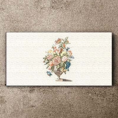 Schilderij op doek Een vaas met bloemen in pastelkleuren