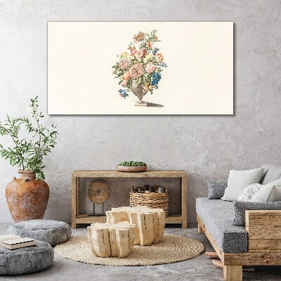 Schilderij op doek Een vaas met bloemen in pastelkleuren