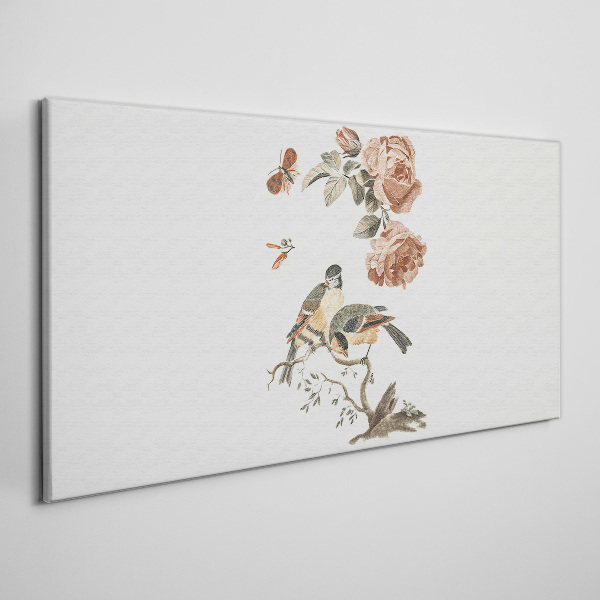 Foto op canvas Vogels en bloemen in harmonie