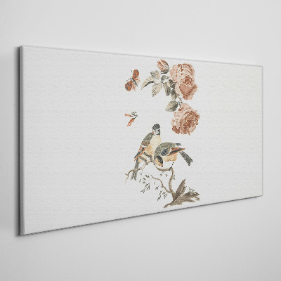 Foto op canvas Vogels en bloemen in harmonie