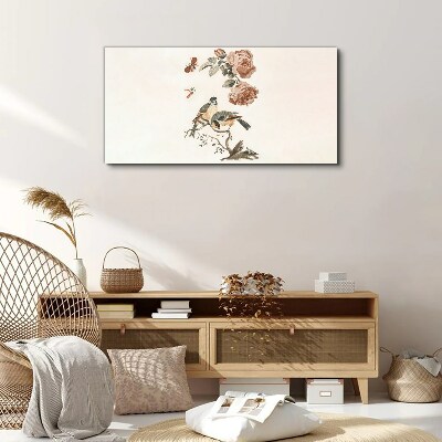 Foto op canvas Vogels en bloemen in harmonie