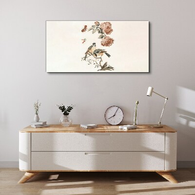 Foto op canvas Vogels en bloemen in harmonie