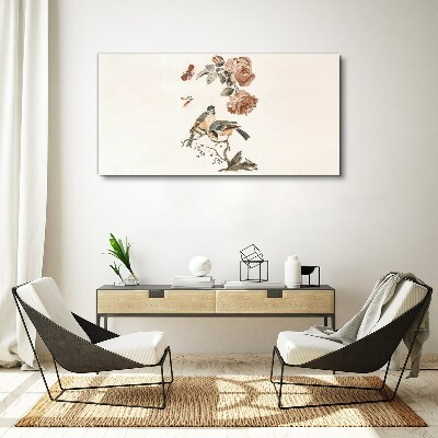 Foto op canvas Vogels en bloemen in harmonie