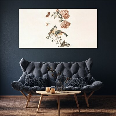 Foto op canvas Vogels en bloemen in harmonie